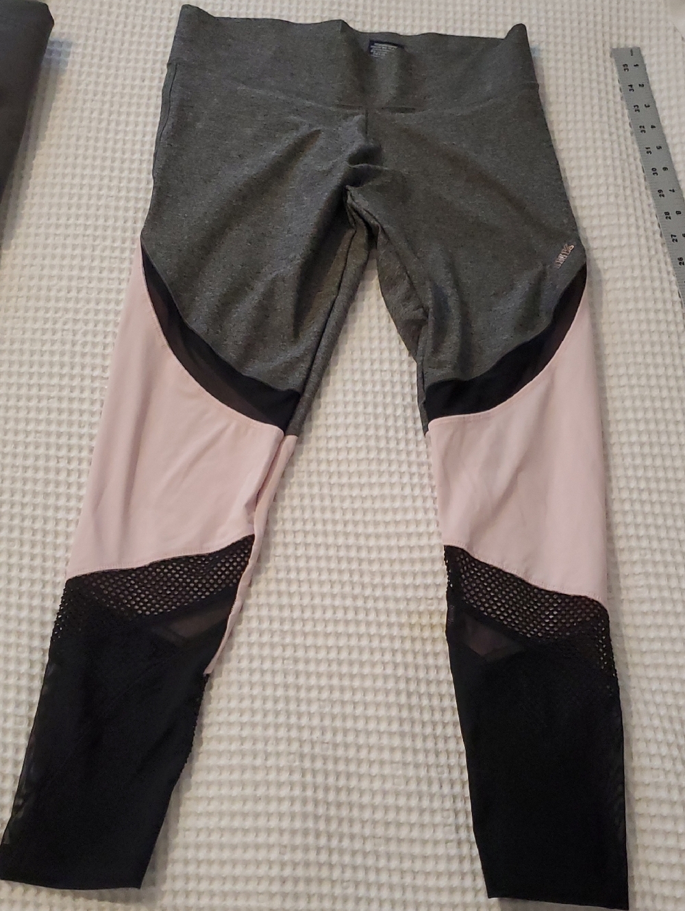PINK Victoria's Secret Heather Gray & Blush Mesh Leggings Size Small